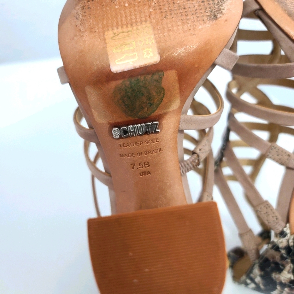 SCHUTZ Kaye Reptile Snakeskin Heel Sandals - Picture 15 of 16